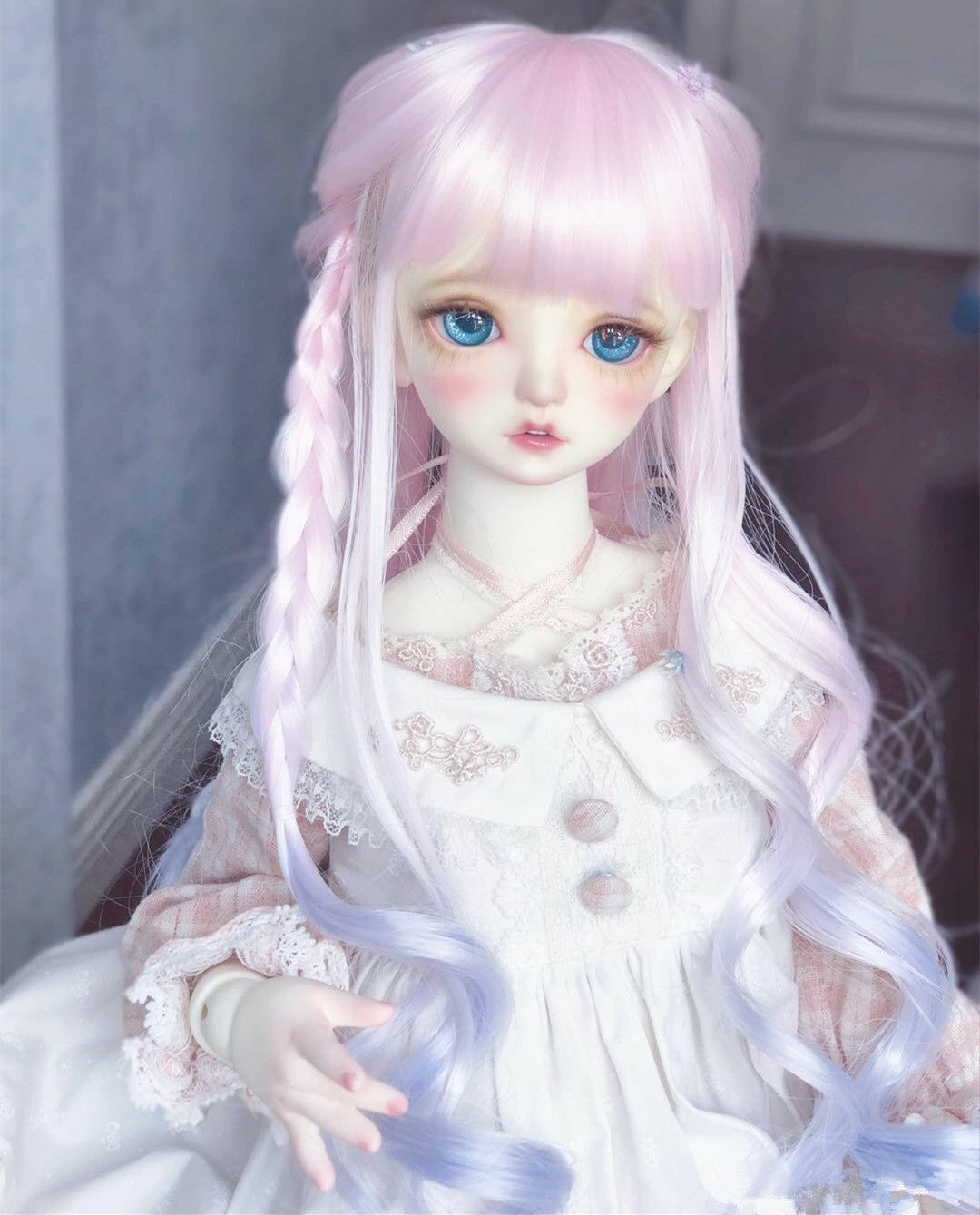 Ye Doll Female Bangs Hair Accessories Long Straight Wig