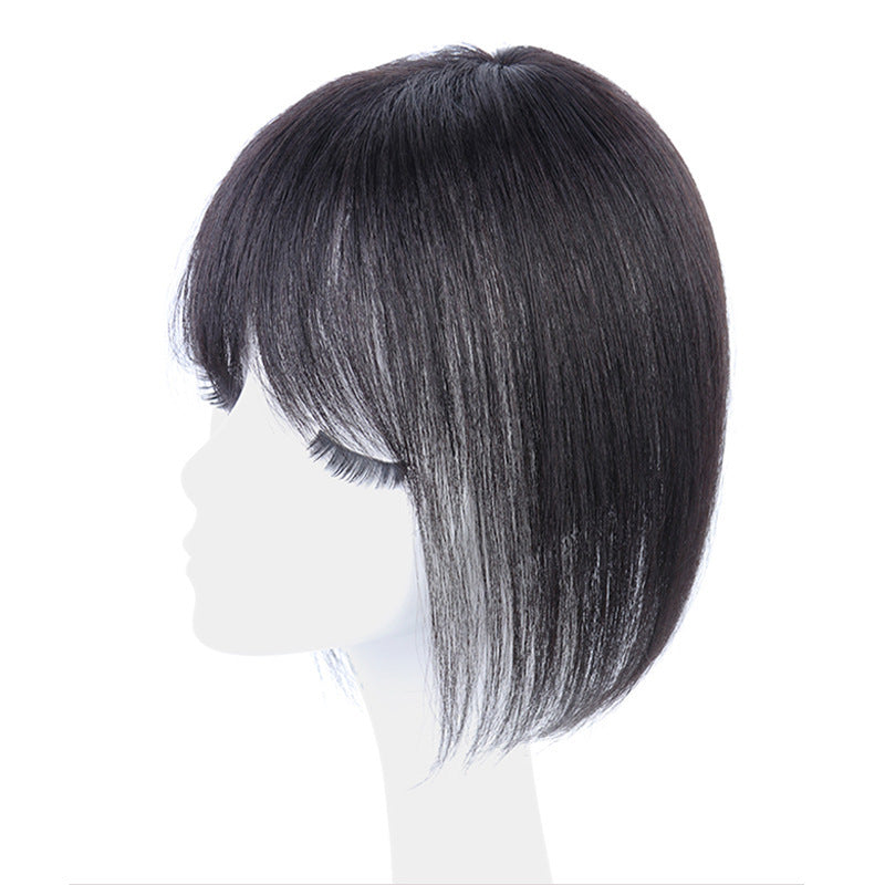 Women's Top Replacement Set One-piece Invisible White Bangs Real Hair Wig