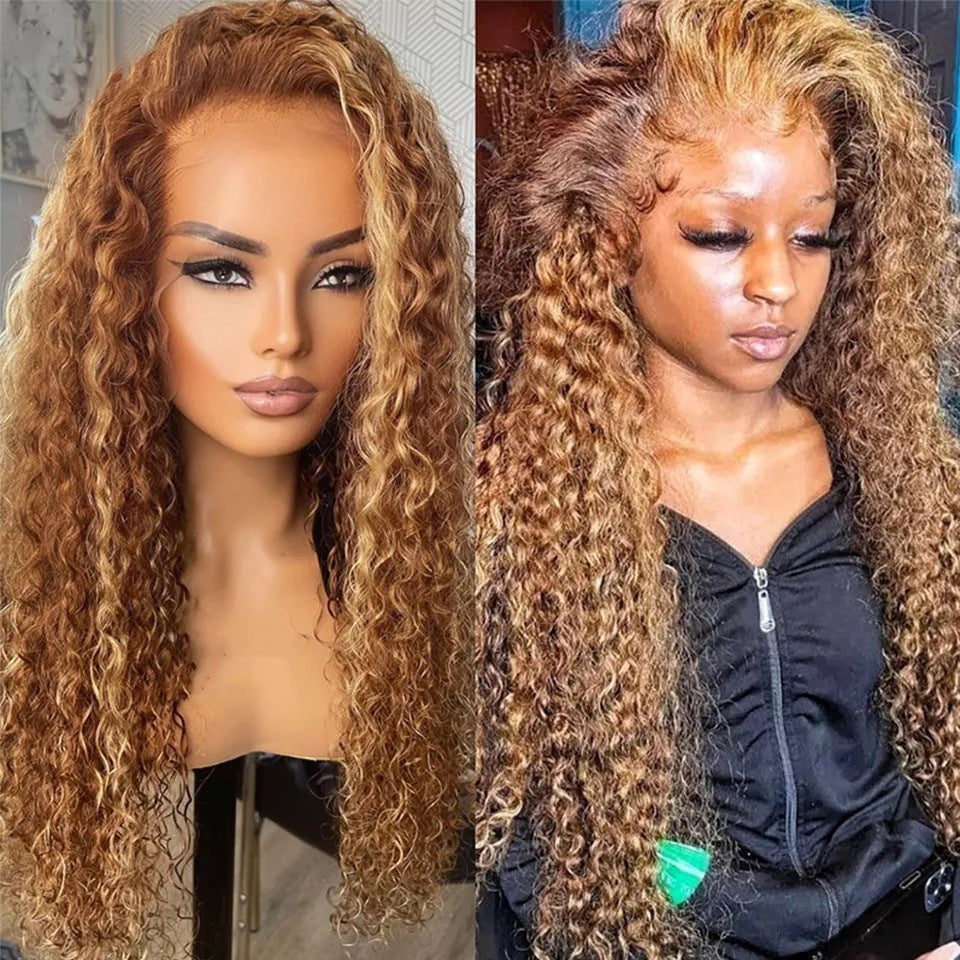 African Small Curly Hair Front Lace Medium Chemical Fiber Wig Long Curls