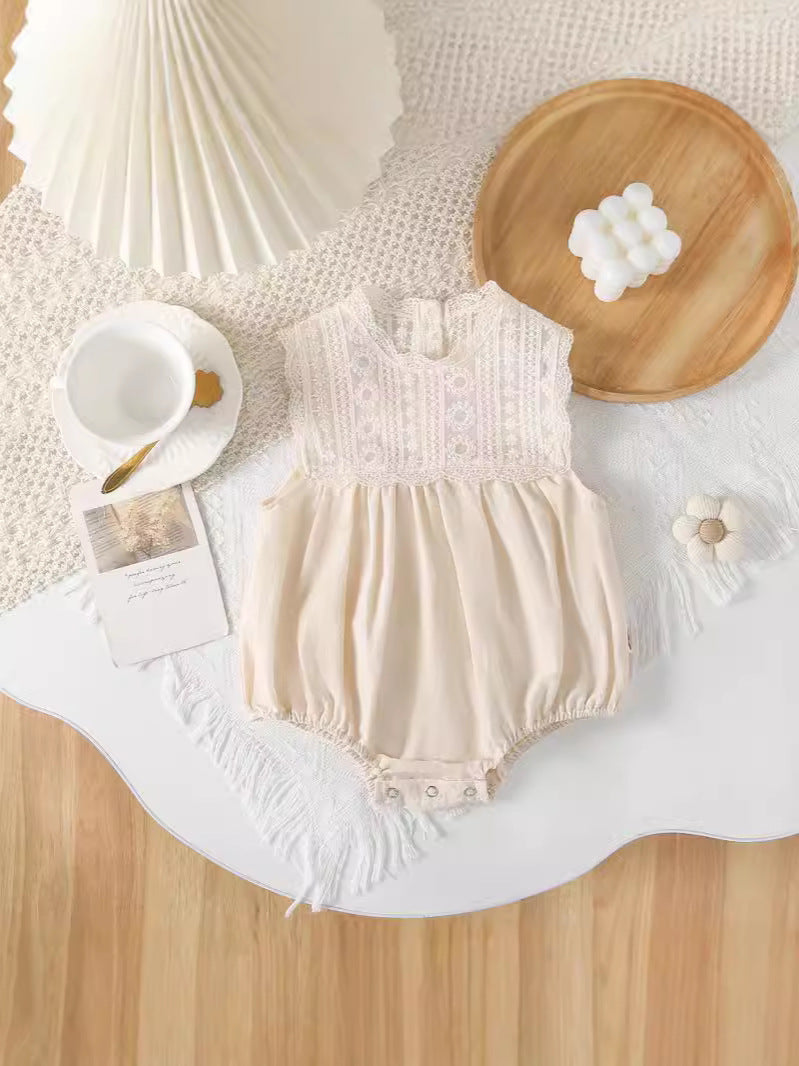 Summer Wear Sleeveless Romper Fashionable Princess Jumpsuit Thin Infant First Jumpsuit, Climbing Suit