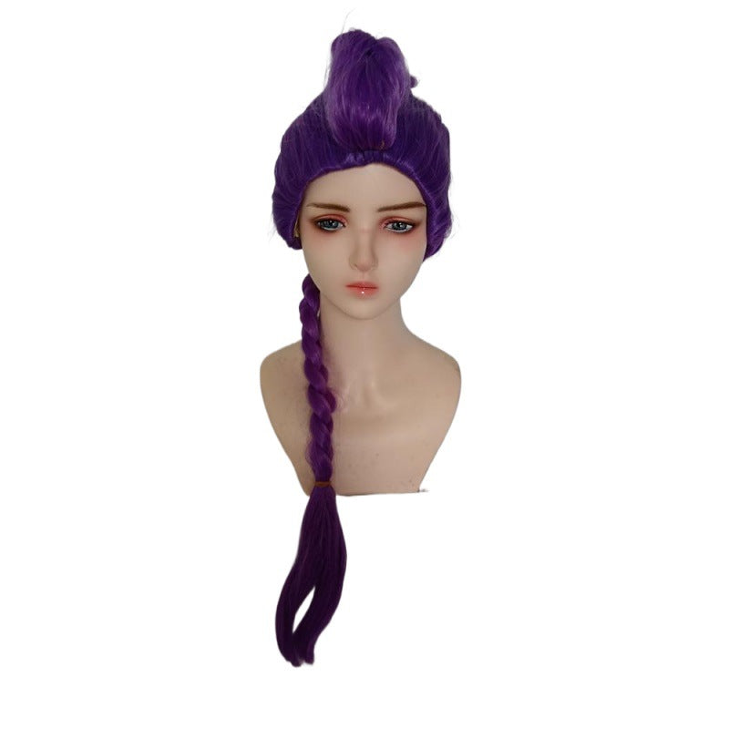 Group Mira Rose Red Long Straight Hair Zoe Black Braid Cos Wig