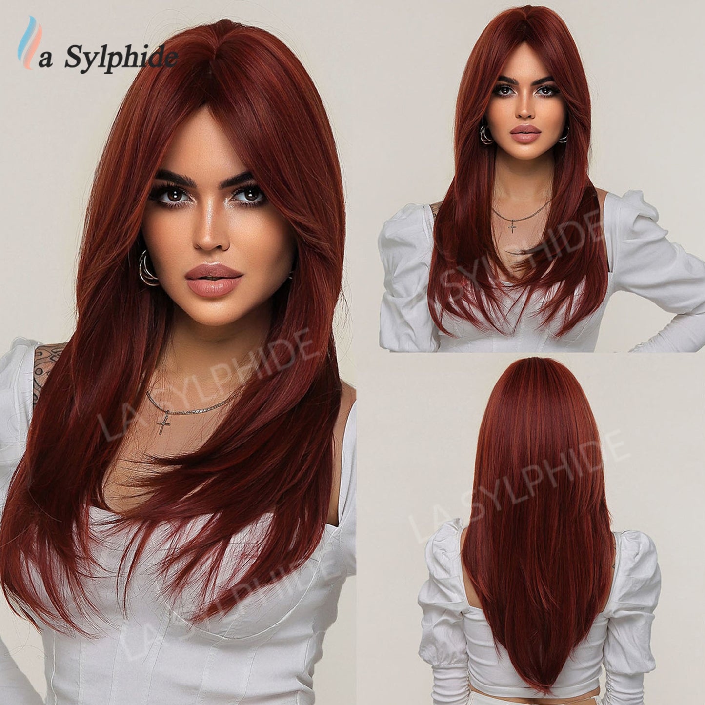 Bangs Mid-length Texture Hair Intellectual Female Mechanism Golden Synthetic Wigs Long Straight Wig
