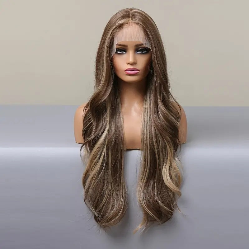 Women's Mid-length Curly Hair Big Wave Highlight Gradient Fashion Wig Long Curls