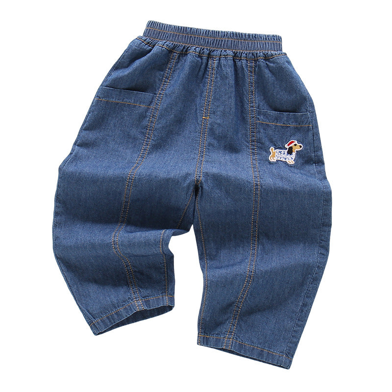 Children's Cotton Jeans Thin Toddler Cartoon Loose Children's Pants