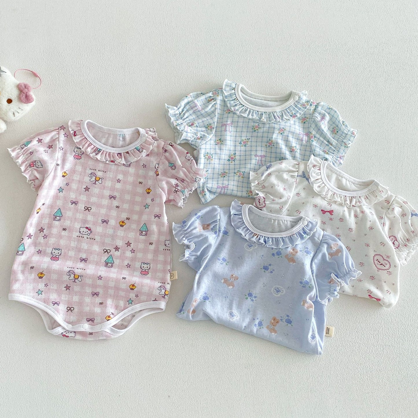 Cartoon Summer Super Cute Lace Collar Floral Romper Born Jumpsuit, Climbing Suit