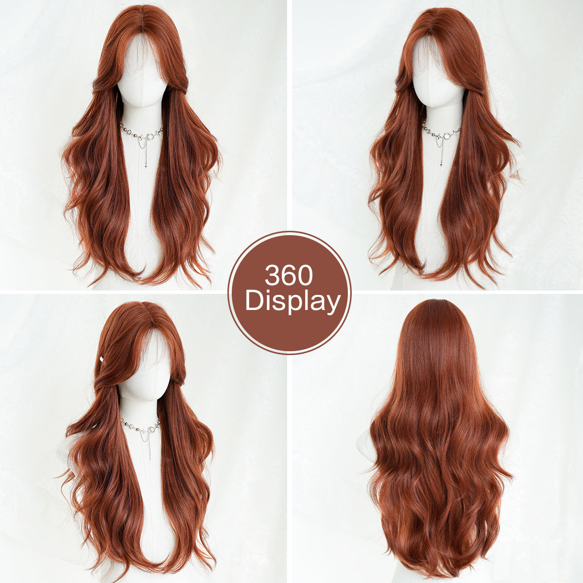 Orange Bangs Hair Big Wave Fluffy Lifelike Daily Wig Long Curls
