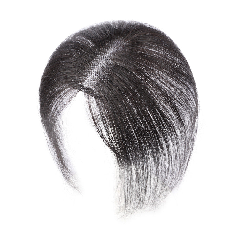 Women's Piece Hand-woven Swiss Net Fluffy Cover Gray Naturally Invisible Wig