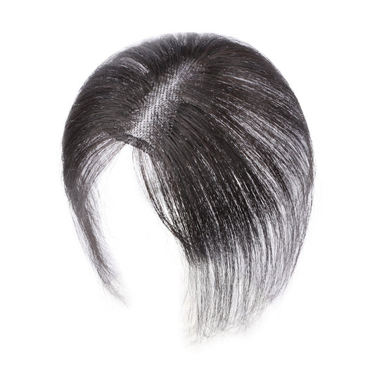 Women's Piece Hand-woven Swiss Net Fluffy Cover Gray Naturally Invisible Wig
