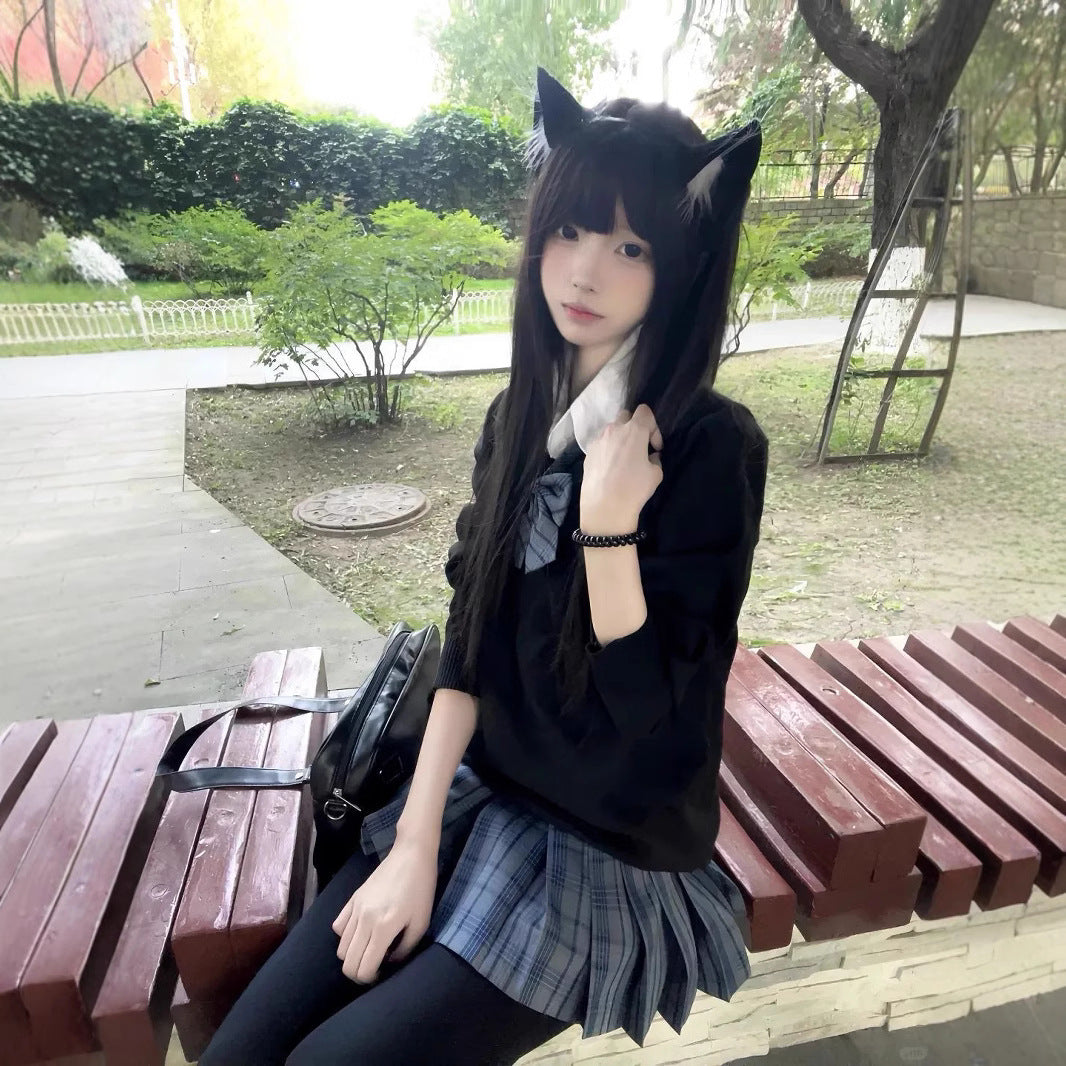 Women's Hair Style Little Radish Sweet Daily Black Bangs Long Straight Wig