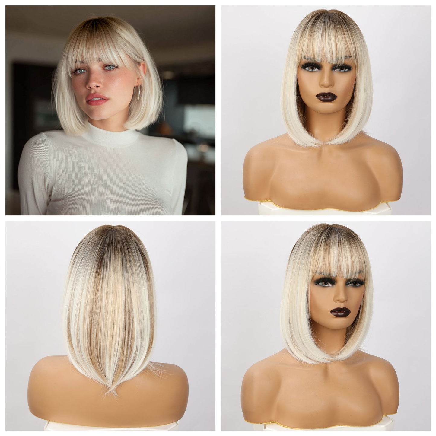 Innovative Women's Fiber Fashion Inner Buckle Wig Short Straight Hair