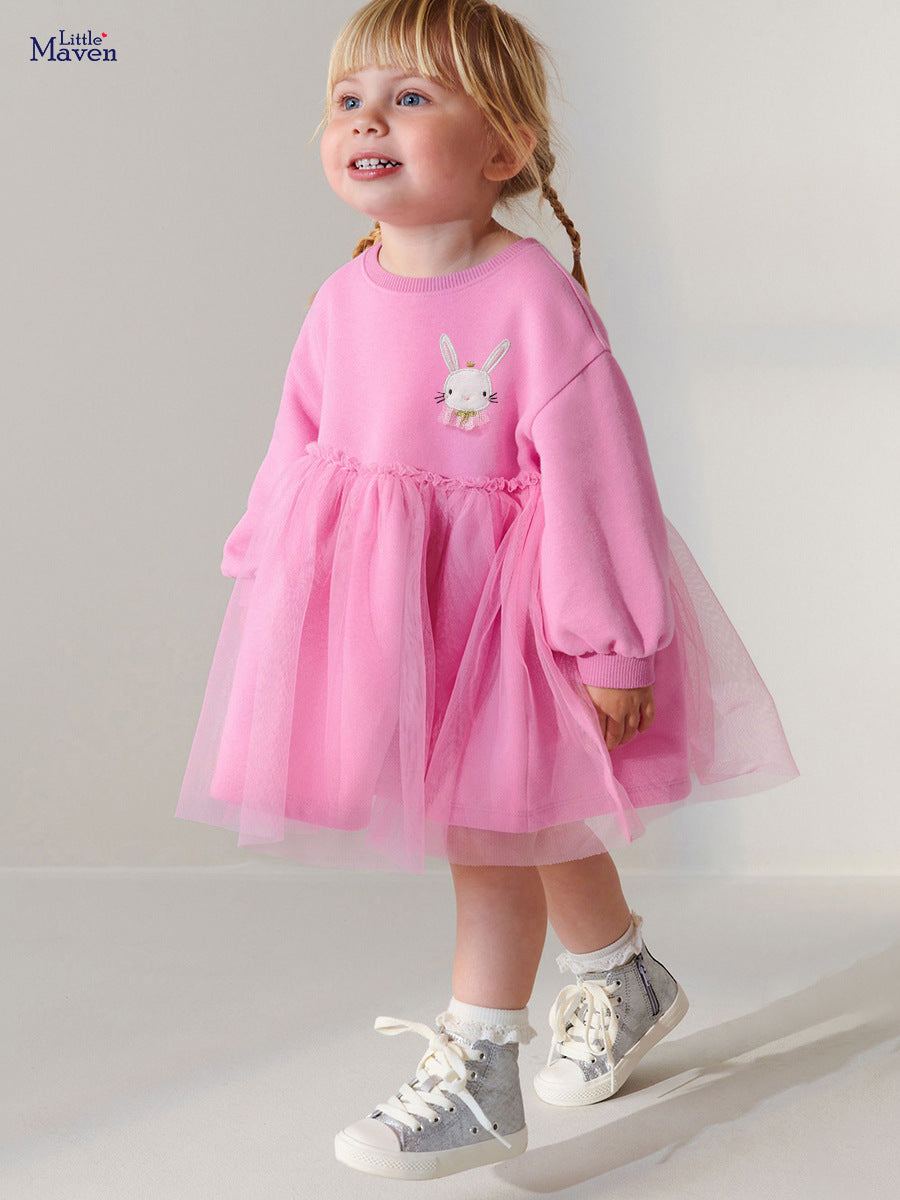Long-sleeved Tulle Skirt Autumn Cotton Princess Children's Dress
