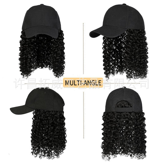 Integrated Instant Noodle Curls Black Peaked Cap African Screw Roll Other Wig