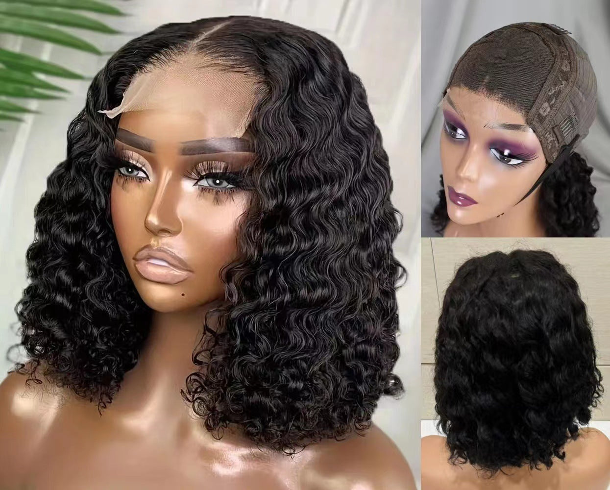 Closure Deep Curly Bob Density Indian Real Hair Wig