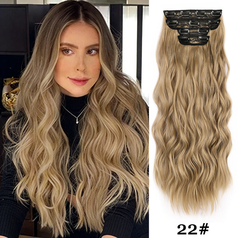 Hairpiece Clip Hair Extension Card Invisible Wig Long Curls