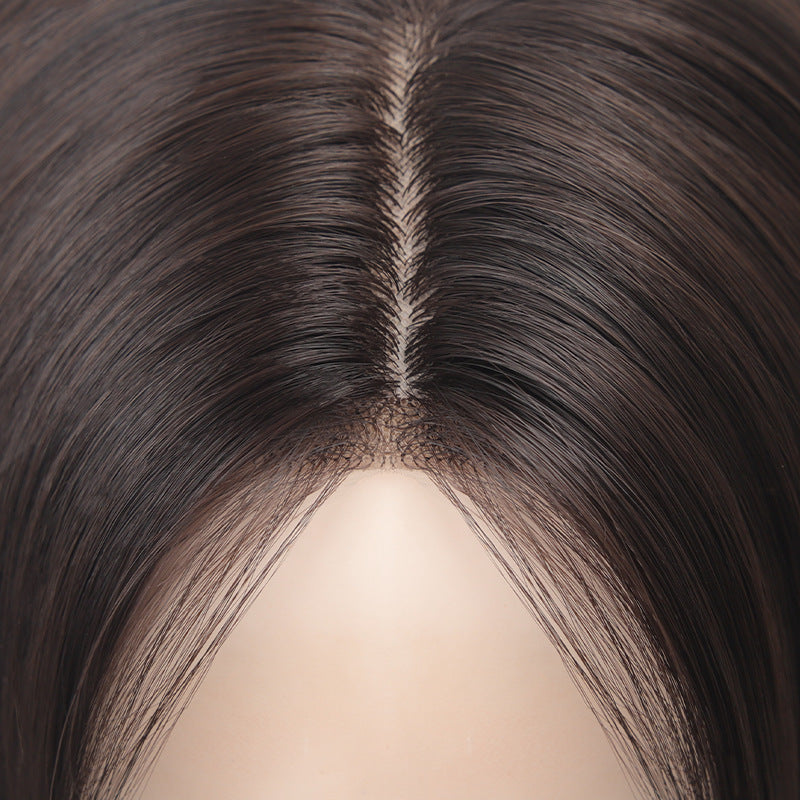 Women's Hair Forehead Lace Bangs Collarbone Length Haircut Artificial Wig Long Curls