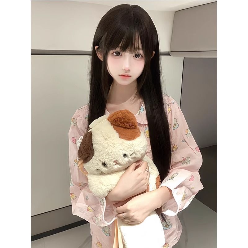 Women's Hair Natural Fluffy Bangs Style Little Long Straight Wig