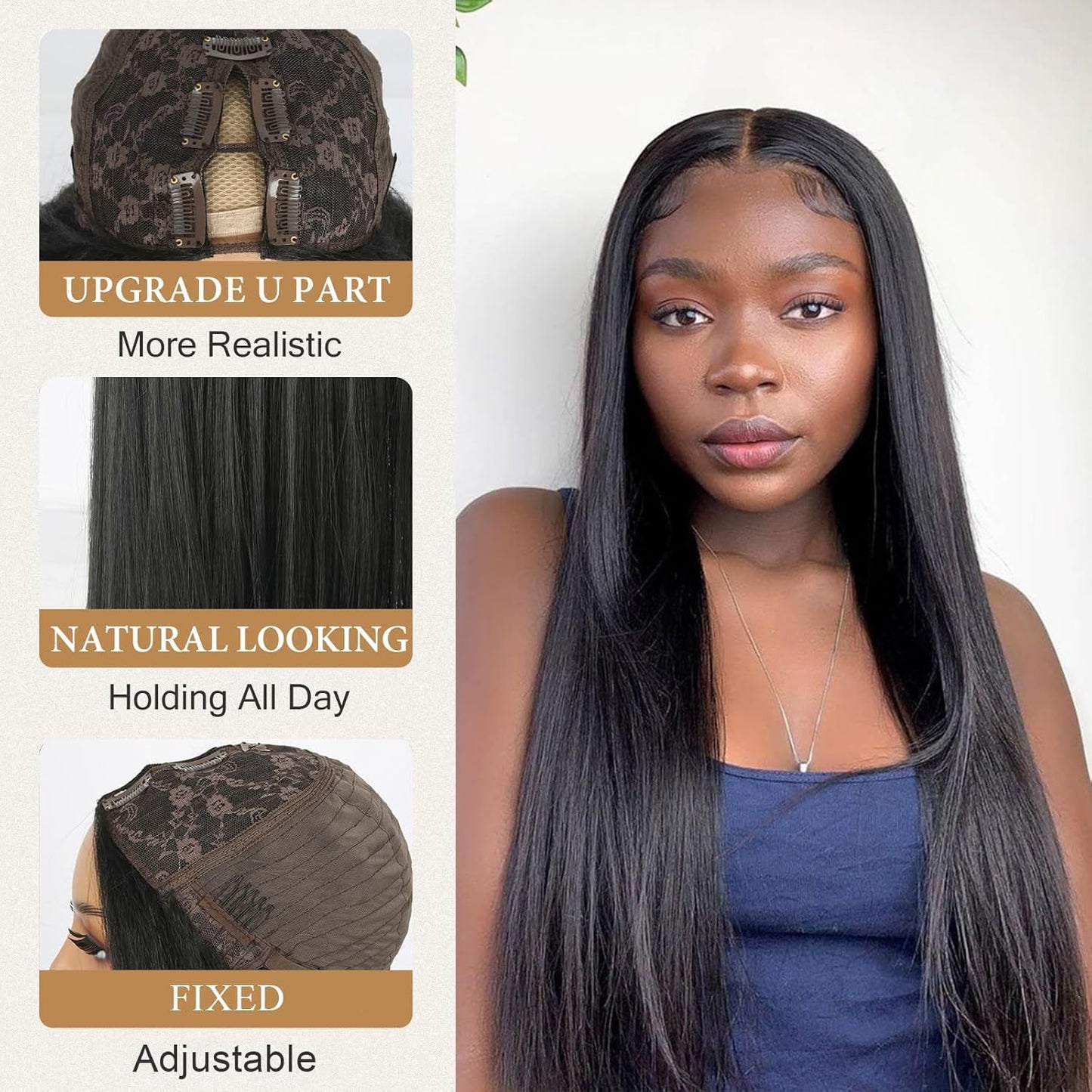 Women's Fashion Black Hair Synthetic Wigs Long Straight Wig