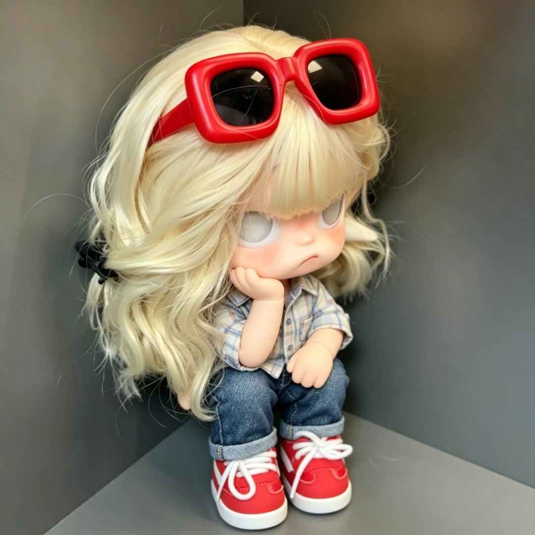 Ga Zi Sister Doll Micro Roll Universal Head Circumference Straight Cos Wig