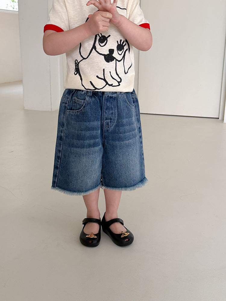 Children's Clothing Summer Korean Style Boys Do The Old Cowboy Middle Children's Pants