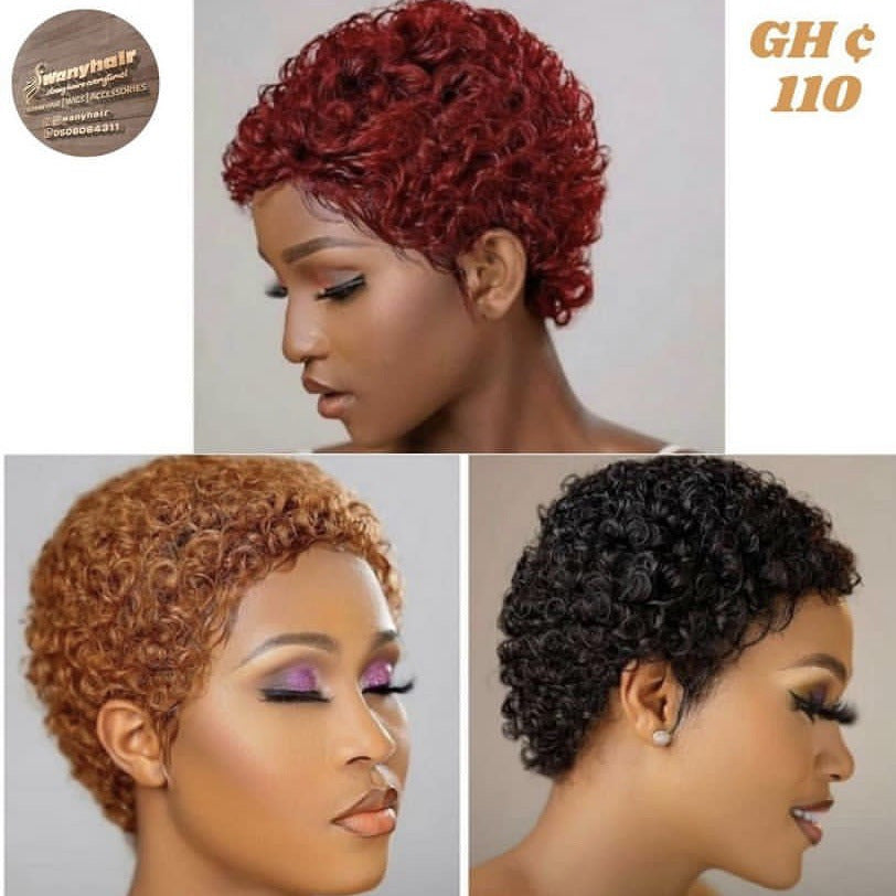 Attractive Graceful African Human Small Curls Wig Short Curly Hair
