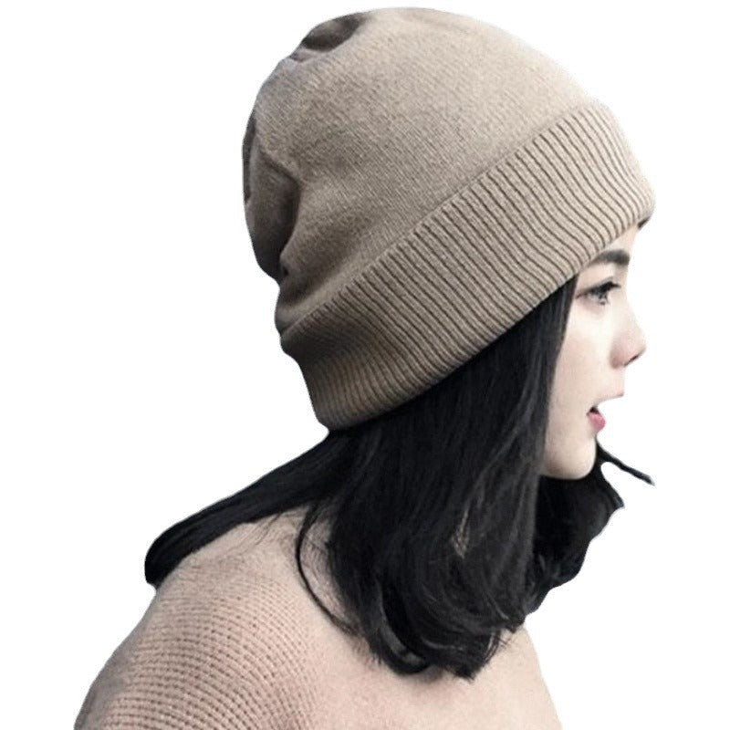 Women's Hat One-piece Shoulder Fashionable Knitted Pile Heap Cap Wig Short Straight Hair