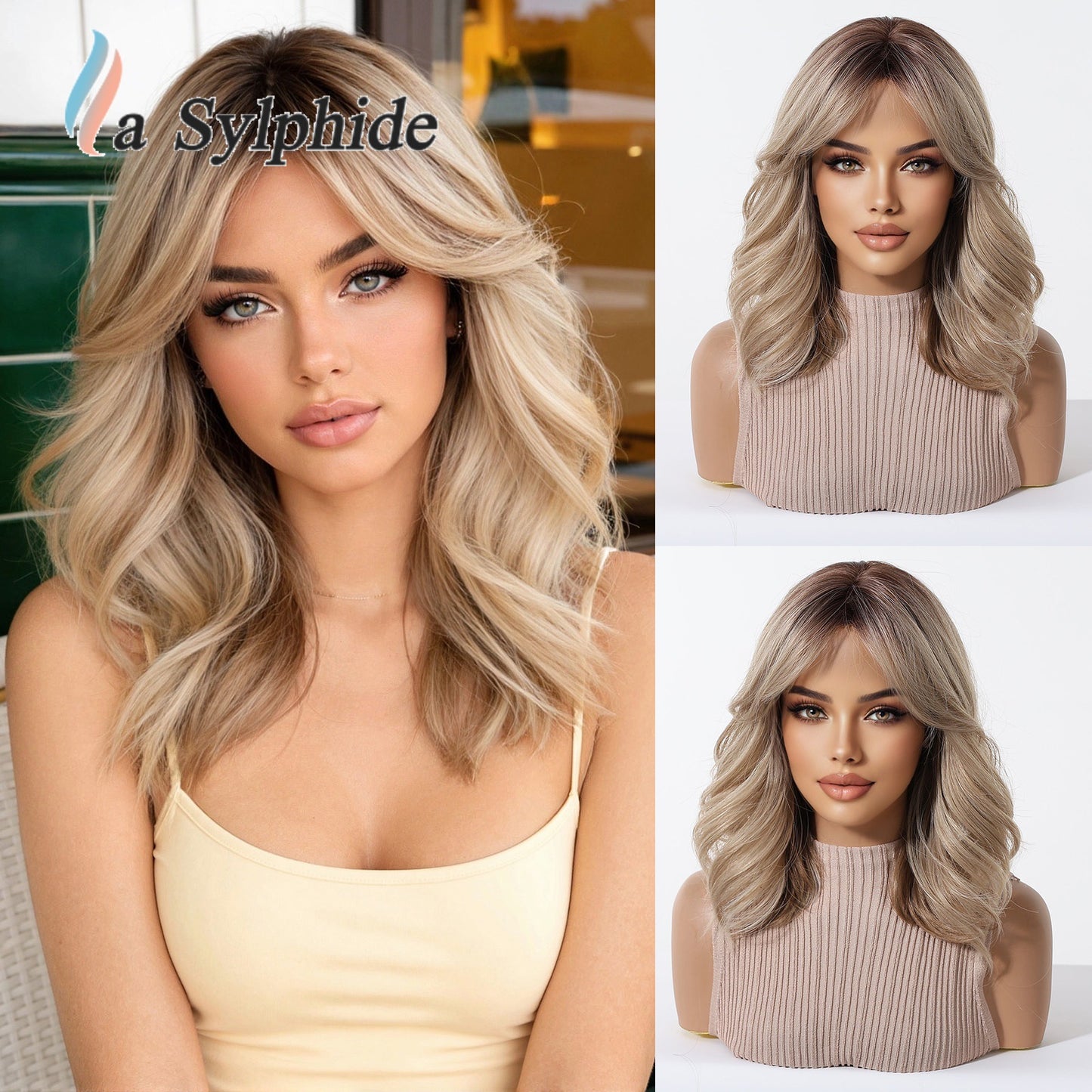 Female High Skull Top Fiber Rose Net Daily Wig Short Curly Hair