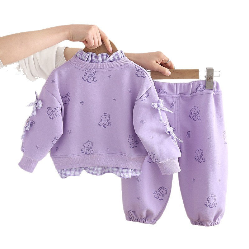 Children's Spring Sweater Fashion Funky Casual Two-piece Children's Suit