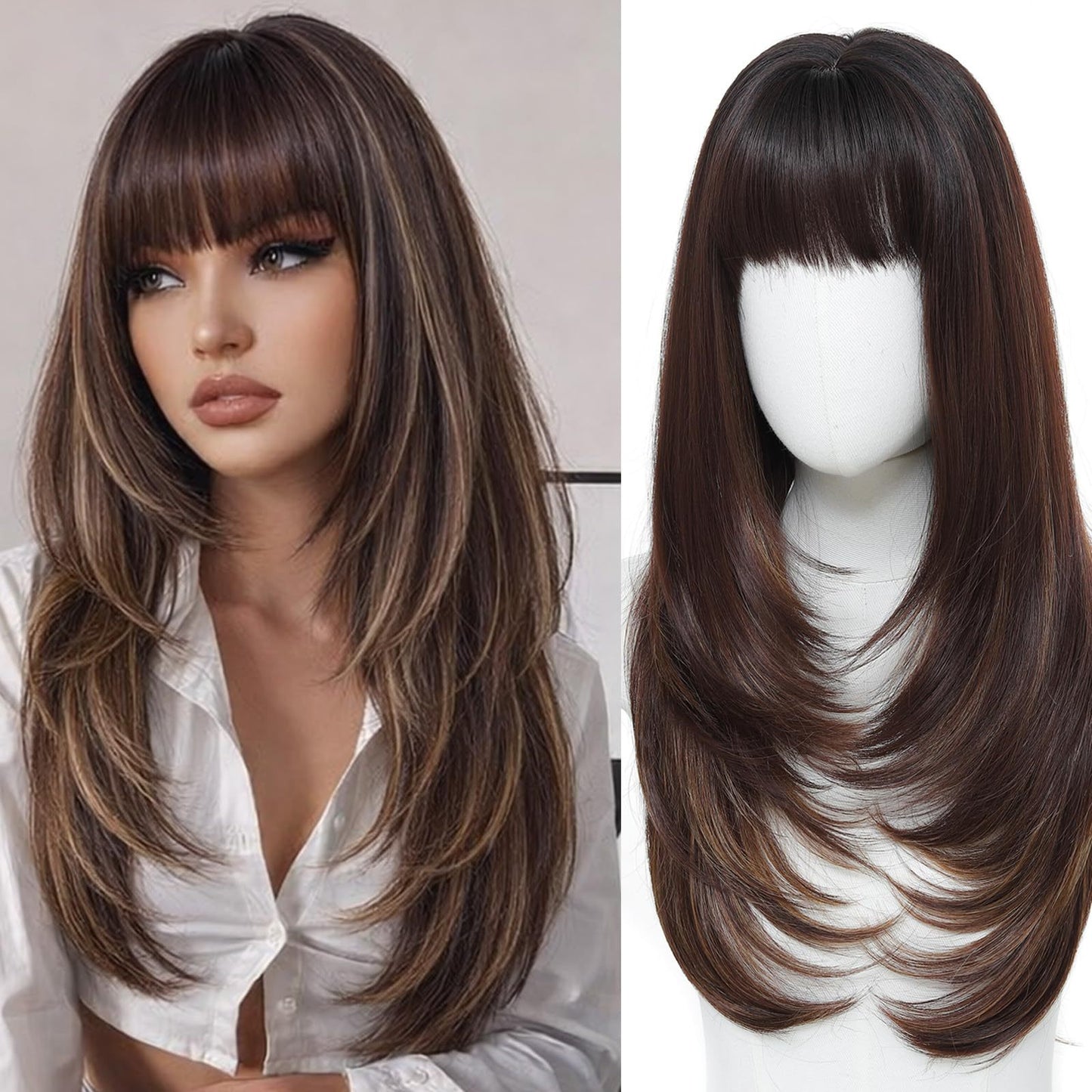 Women's Hair Layered Fiber Synthetic Wigs Long Straight Wig
