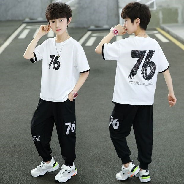 Children's Clothes Casual Handsome Middle Big Trousers Two-piece Fashion Children's Suit