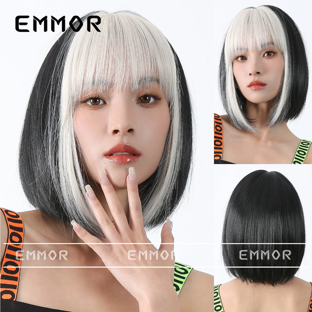 Women's Color Summer Daily Bangs Fluffy Natural Wig Short Straight Hair