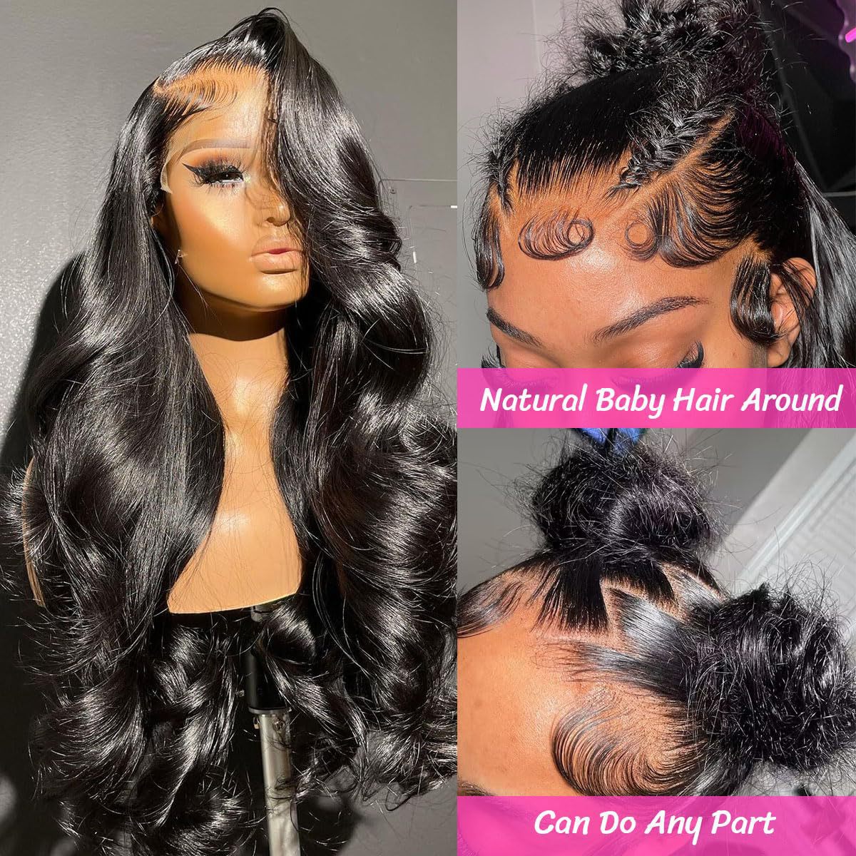 Slouchy Lace Front Black Synthetic Hair Wig Long Curls