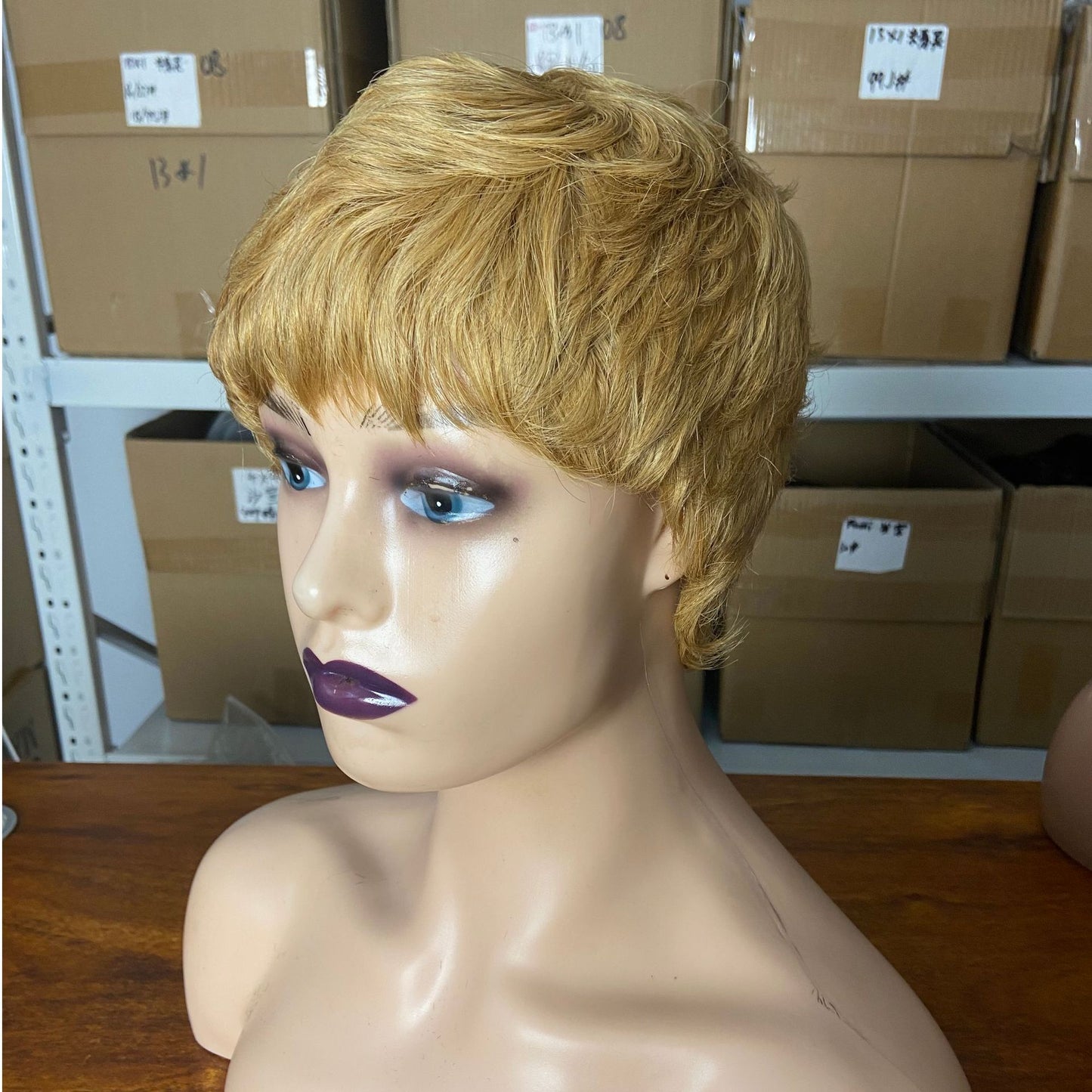 Attractive Casual Graceful Trendy Elf Human Wig Short Curly Hair