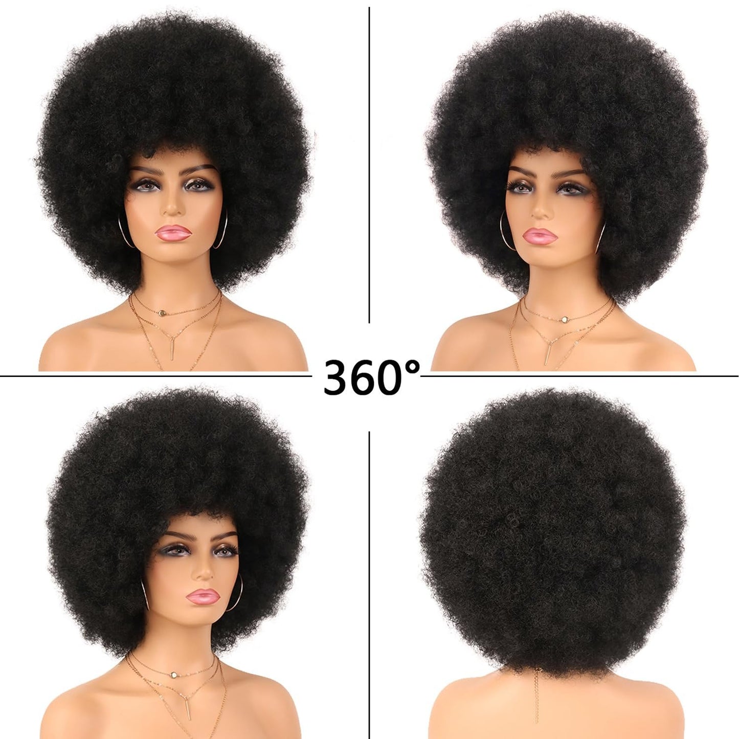 Black Small Volume Afro Caterpillar Fluffy Wig Short Curly Hair