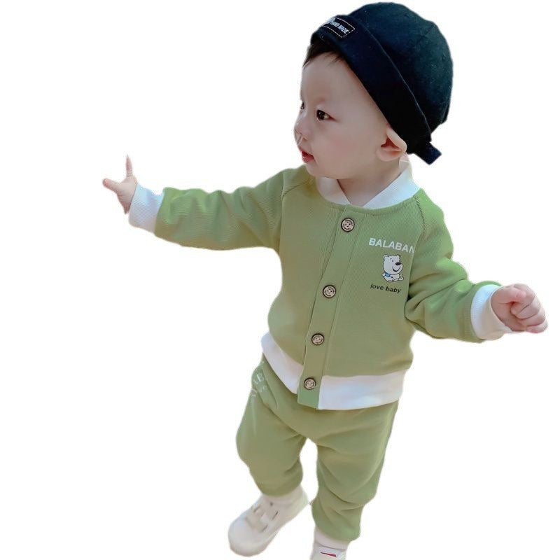 Infant Casual Clothes Boy Autumn Western Style Baseball Uniform Children's Suit