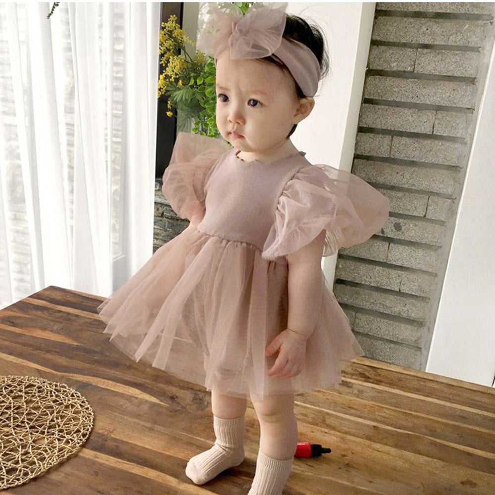 Puff Sleeve Tulle Tutu Skirt Free Jumpsuit, Climbing Suit