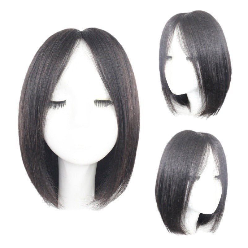 Women's Straight Set Front Lace Imitation Delivery Needle French Bangs Real Hair Wig