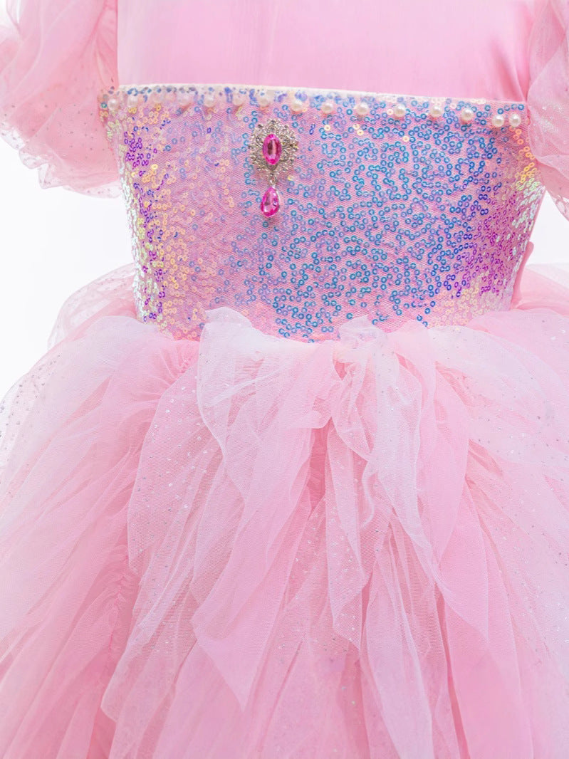 Children's Frozen Birthday Summer Western Style Sequined Princess Tulle Children's Dress