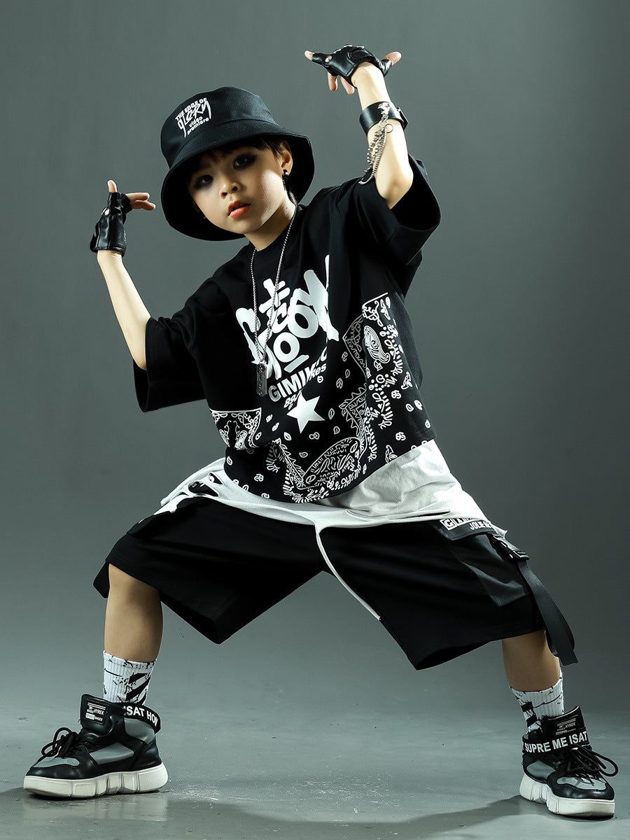 Children's Shorts Hip Hop Sports Summer Korean Style Middle Children's Suit