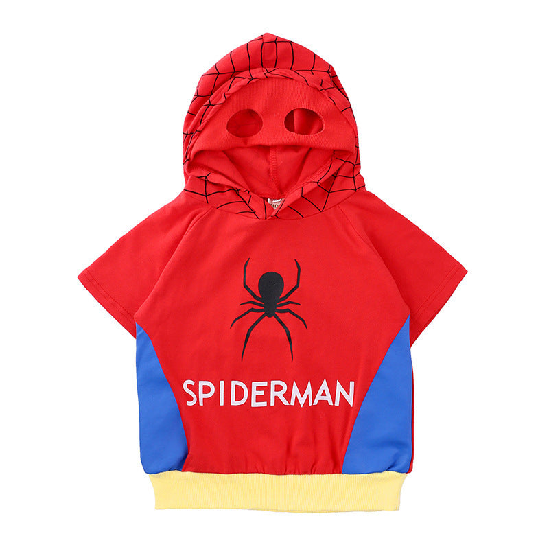 Children's Clothing Summer Cartoon Hooded Mask Short Sleeve Children's T-shirt