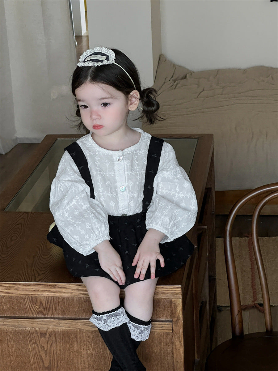 Children's Korean Style Clothing Clothes Doll Shirt Strap Bag Fart Blouse Children's Suit
