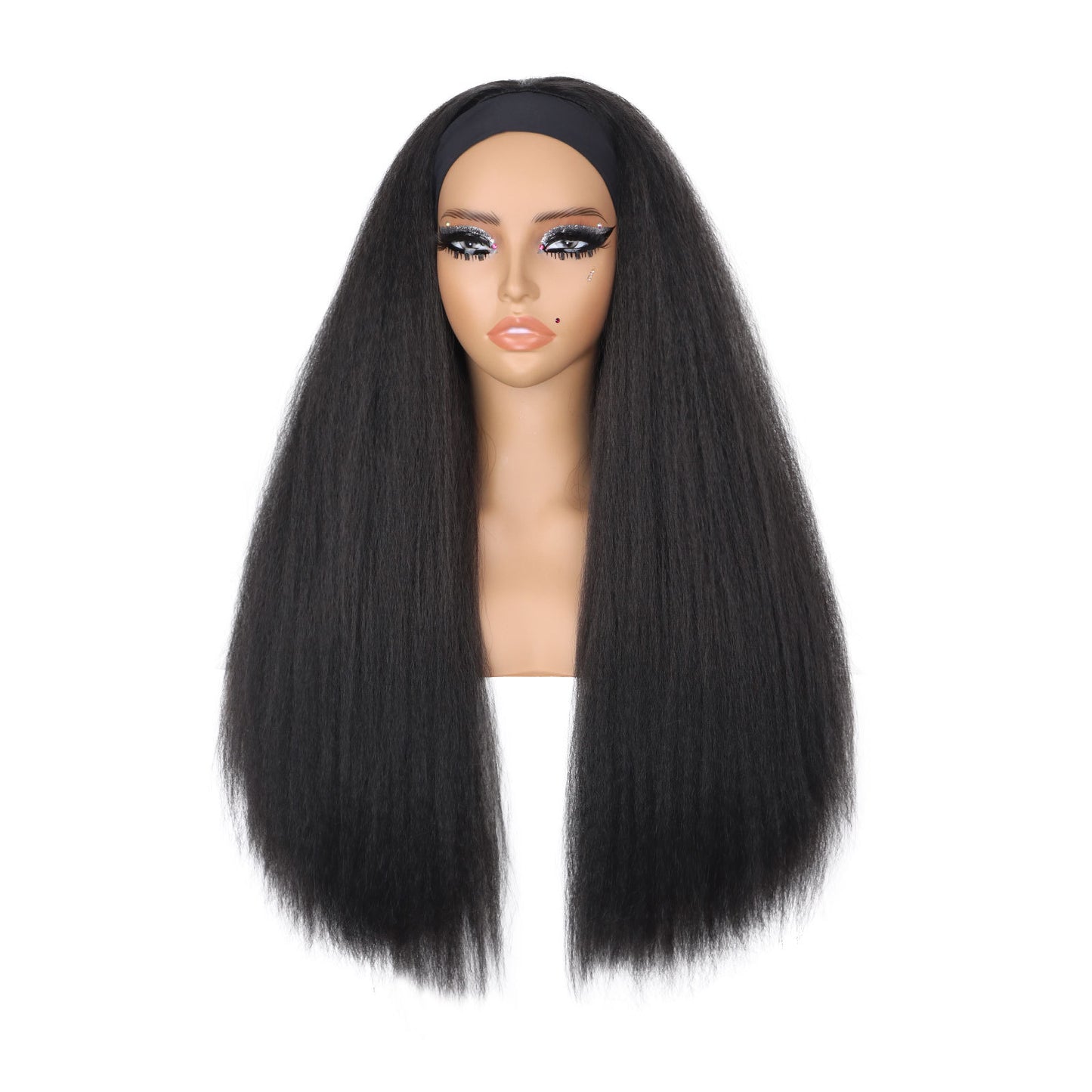 Hair Ice Silk Band Headband Turban Long Straight Wig
