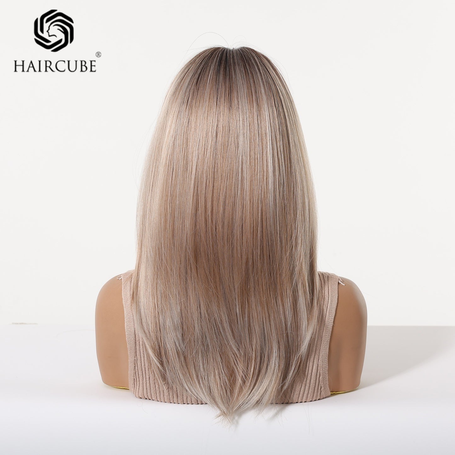 Women's Color Mid-length Hair Bangs Mechanism Chemical Long Straight Wig