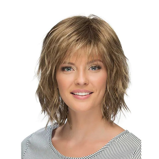 Women's Mother Female Bangs Head Cover Wig Short Straight Hair