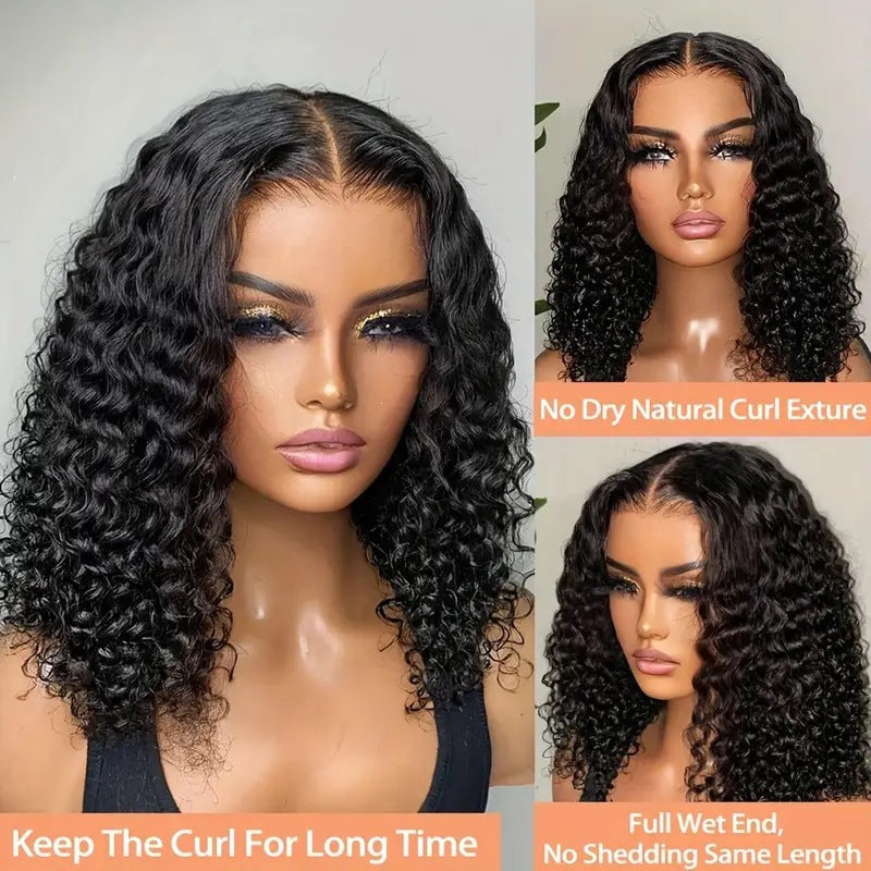 African Small Female Natural Head Cover Front Lace Piano Wig Short Curly Hair