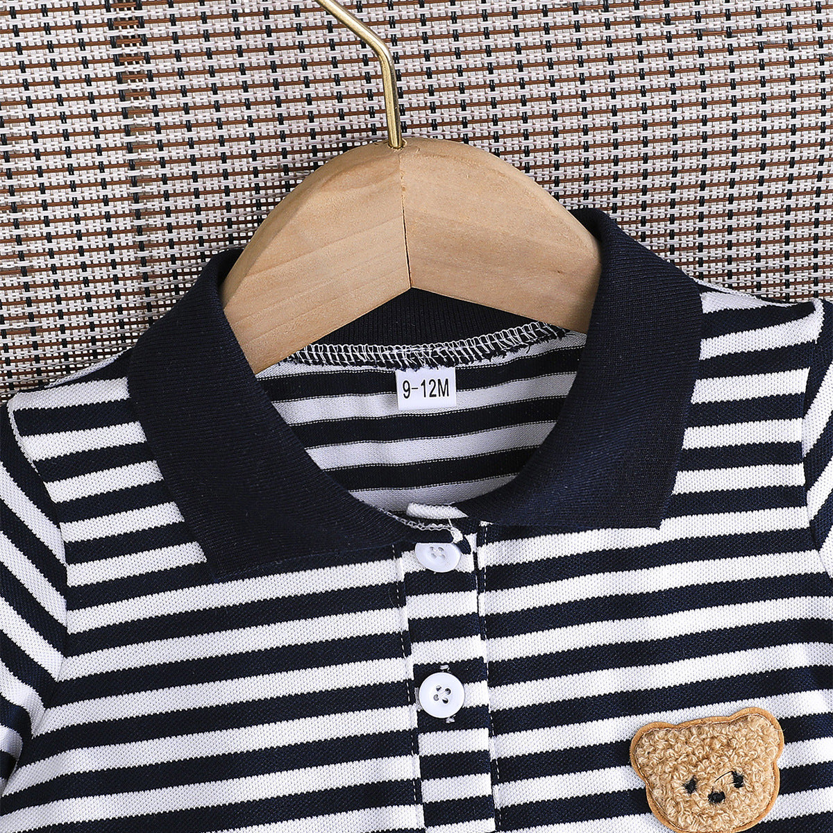 Summer Simple Fashion Boy Bear Zhang Zi Striped Polo Collar Children's Suit
