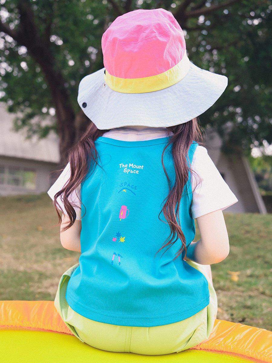 Children's Mountain Outdoor Clothing Contrast Color Round Children's T-shirt