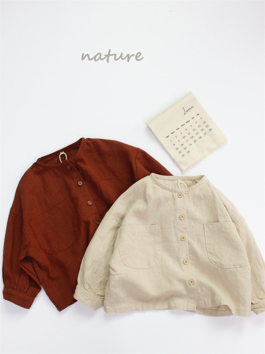 Children's Color Cardigan Spring Korean Style Tone Long Sleeve Thin Tops Children's Shirt