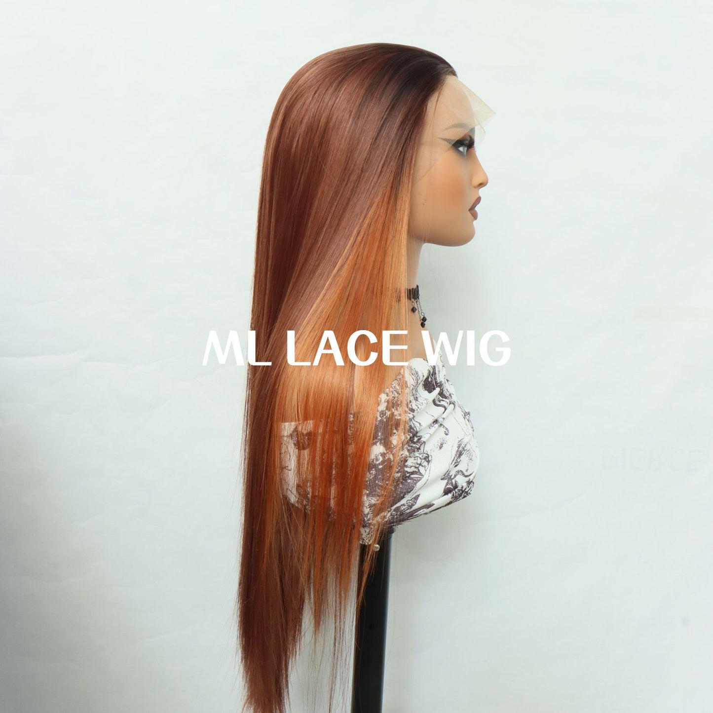 Gradient Forehead Lace Hand Crochet Che Universal Matte Fiber Hair Long Straight Wig