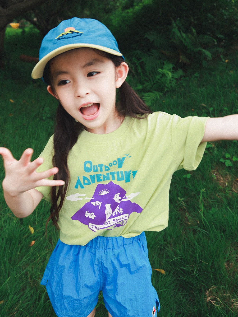 Children's Lightweight Breathable Short-sleeved Mulberry Cotton Outdoor Sports Half Sleeve Children's T-shirt