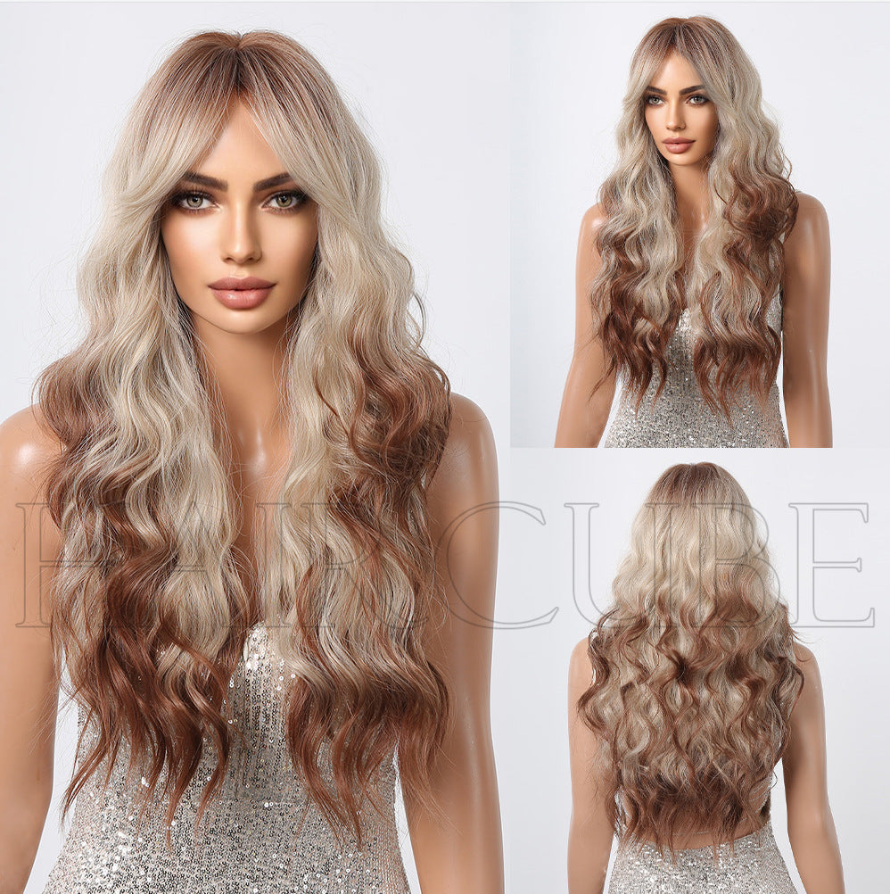 Small Lace Mechanism Head Cover Female Full Type Wig Long Curls